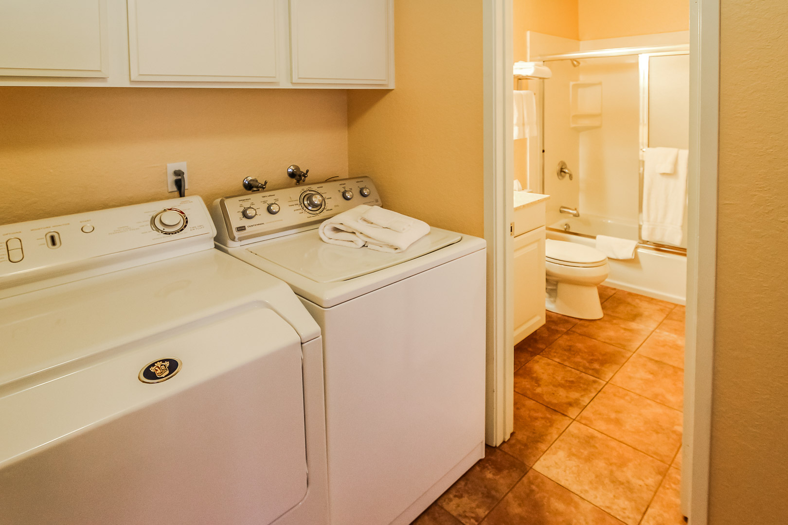 Full size washer and dryer in the units at VRI's Lake Arrowhead Chalets in California.